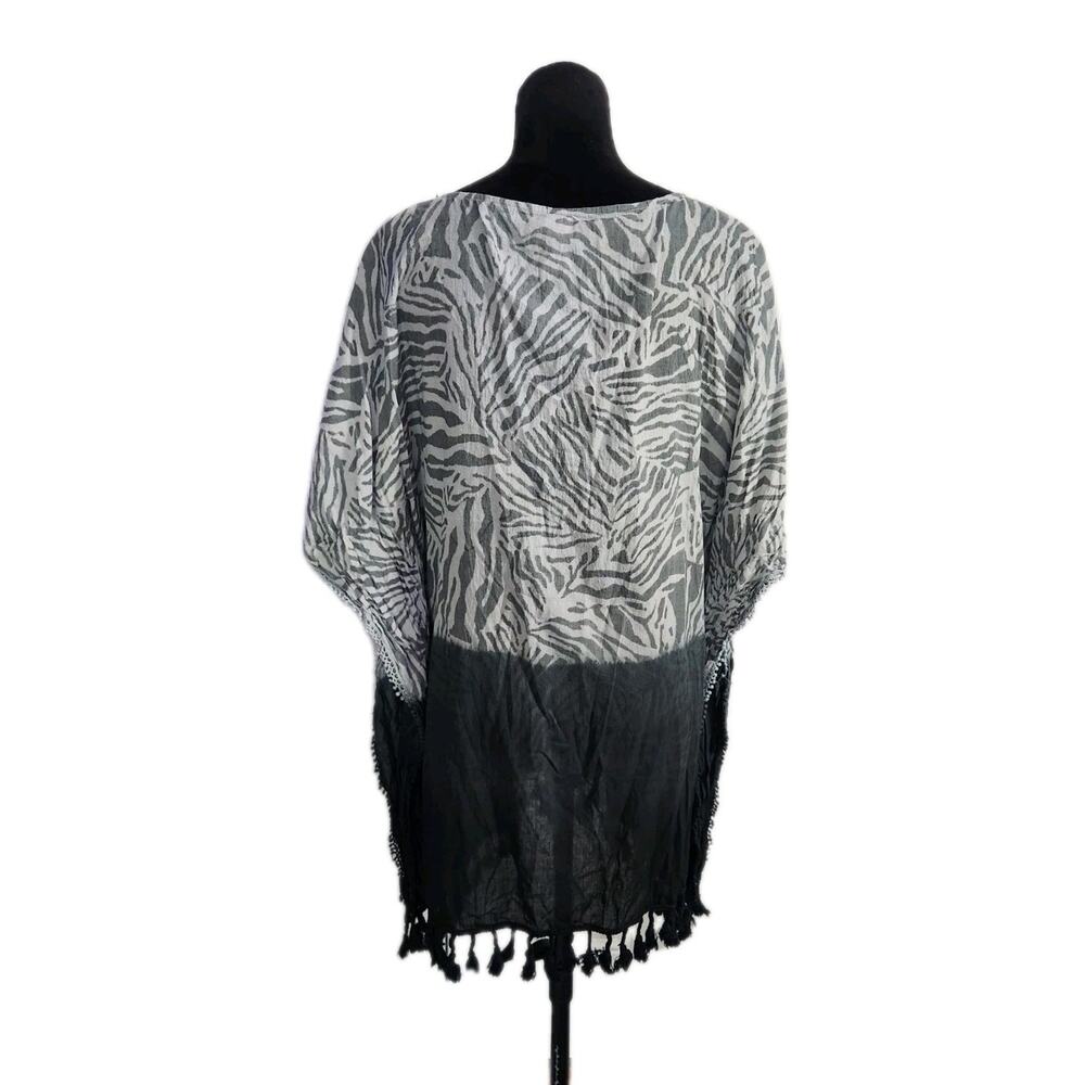 2chillies Australia Swimwear Cover Up Dress Gray Zebra Tie Dye 100% Cotton M - Picture 3 of 7